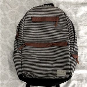 HEX Backpack Navy/White with Tan Leather Accent